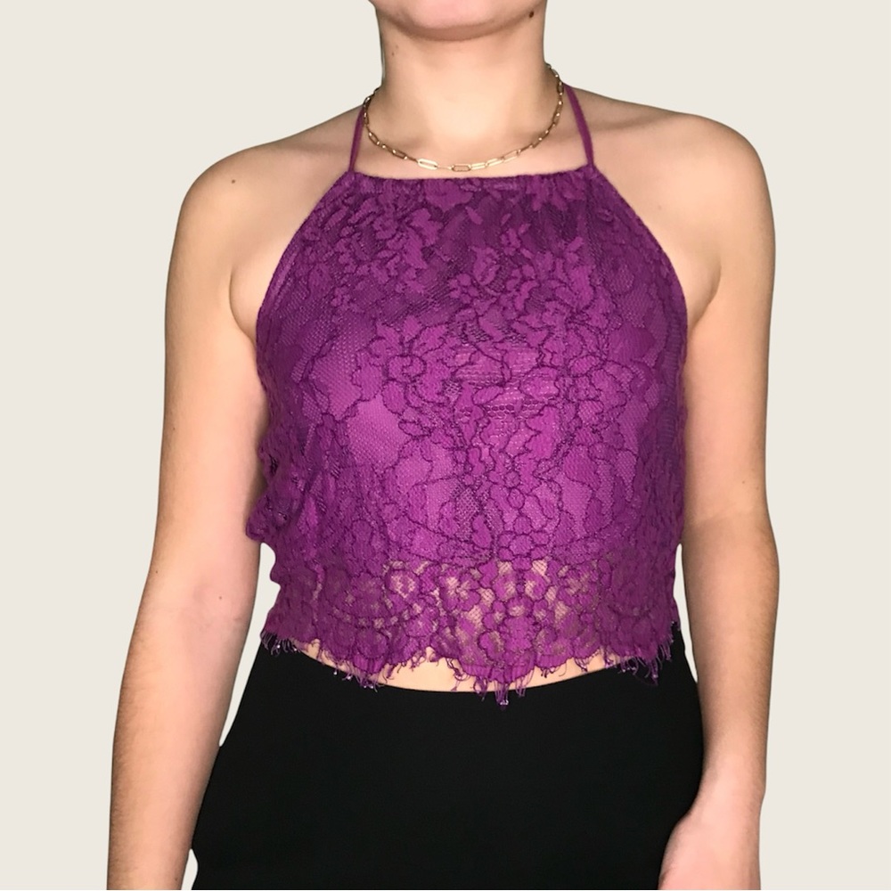 4/$25 LA Hearts purple lace halter top